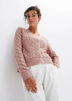 bonprix Bekleidung·Umstandsmode|Strickmode^Ajour-Strickjacke rosenholz