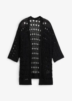 bonprix Strickmode|Pullover & Strickjacken^Ajour-Strickjacke mit Glitzergarn schwarz