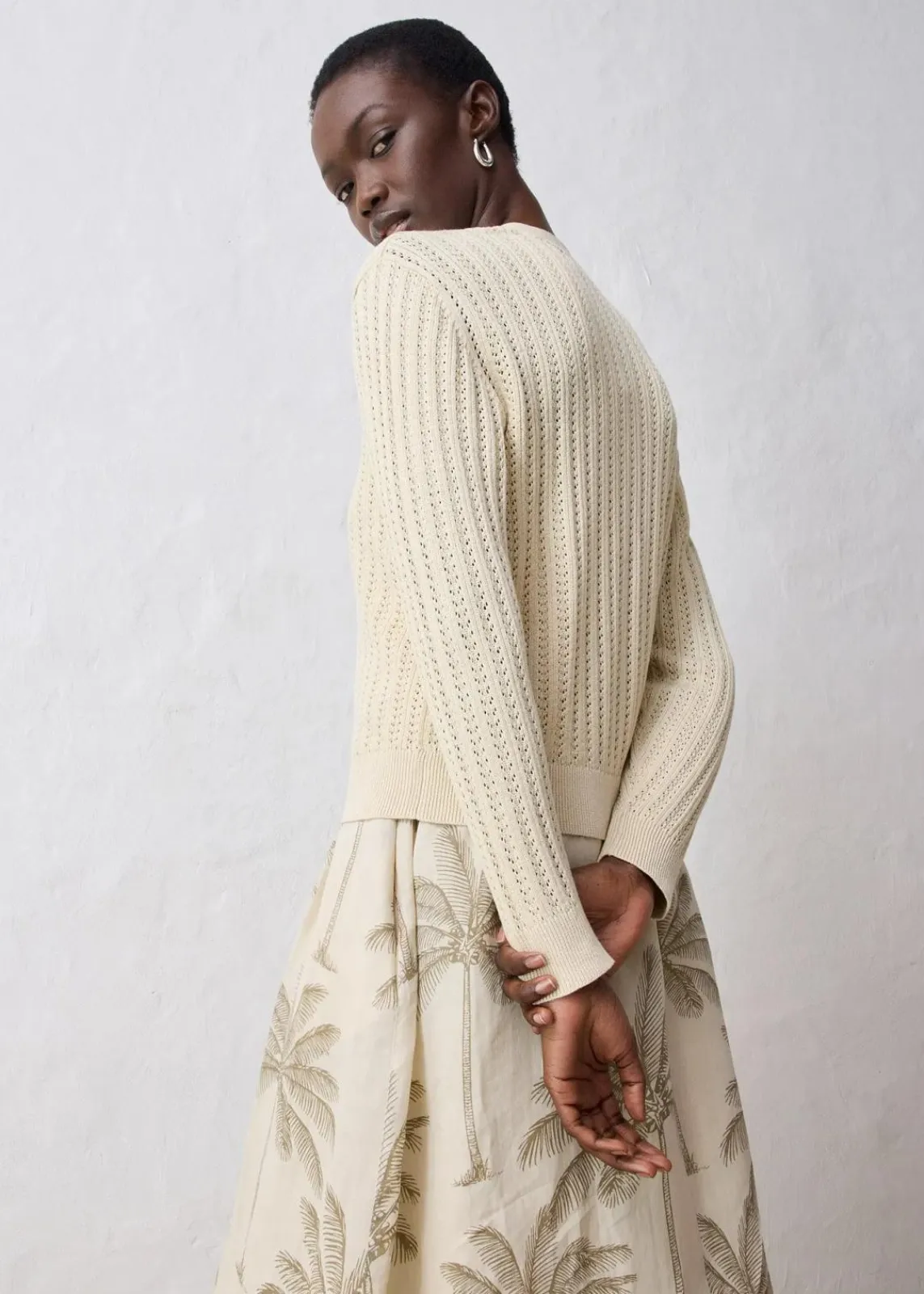 bonprix Bekleidung·Umstandsmode|Premium^Ajour-Strickjacke mit Leinenanteil hellsand
