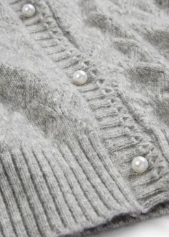 bonprix Bekleidung·Umstandsmode|Bekleidung·Jeans^Ajour-Strickjacke mit Wolle hellgrau meliert