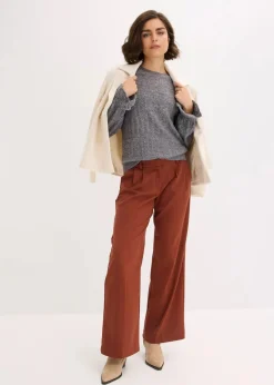 bonprix Strickmode|Pullover & Strickjacken^Ajour-Strickpullover grau meliert