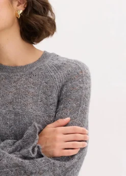 bonprix Strickmode|Pullover & Strickjacken^Ajour-Strickpullover grau meliert