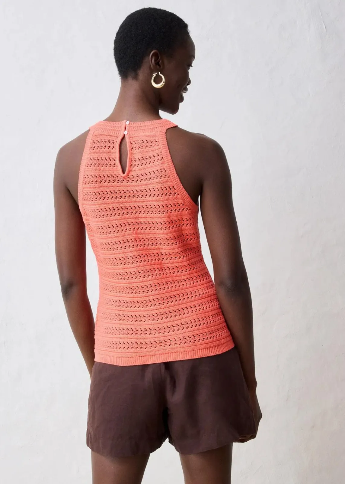 bonprix Bekleidung·Umstandsmode|Premium^Ajour-Stricktop mit Leinenanteil helllachs