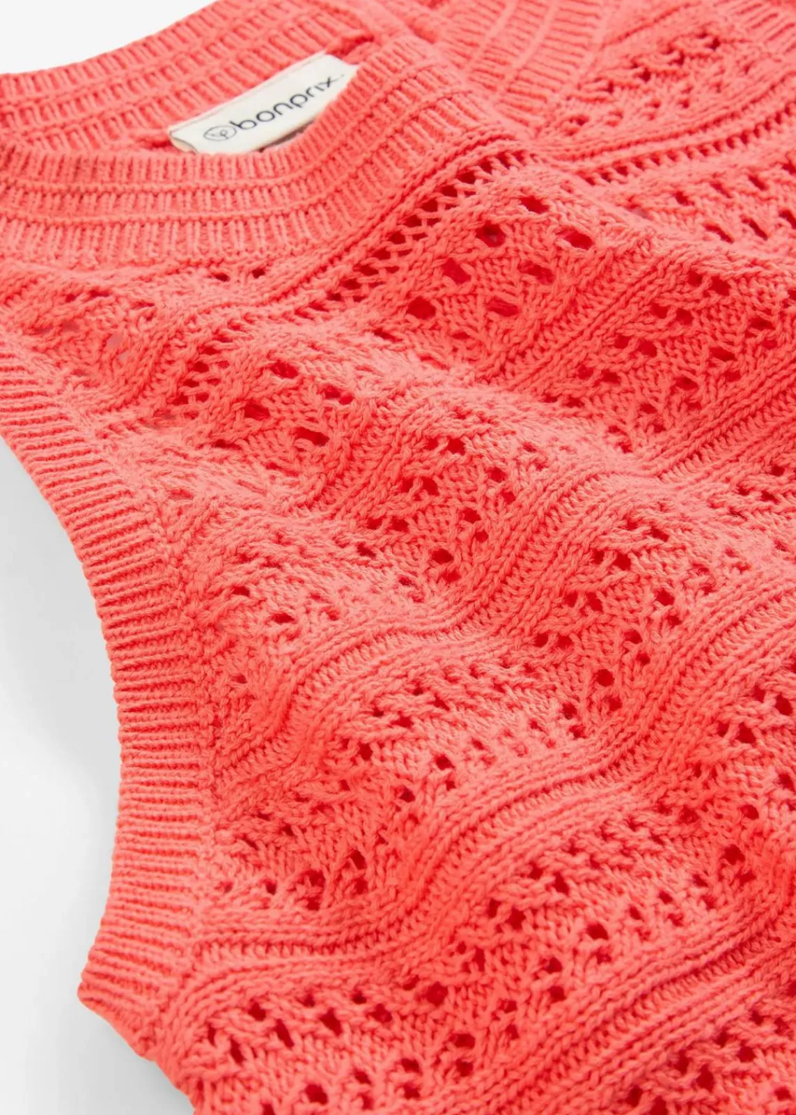 bonprix Bekleidung·Umstandsmode|Premium^Ajour-Stricktop mit Leinenanteil helllachs