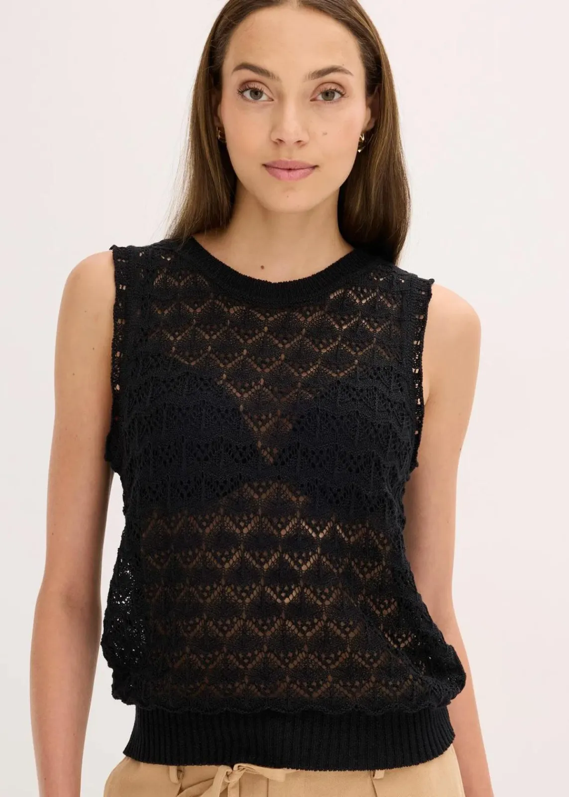 bonprix Strickmode|Shirts & Tops^Ajour-Top schwarz