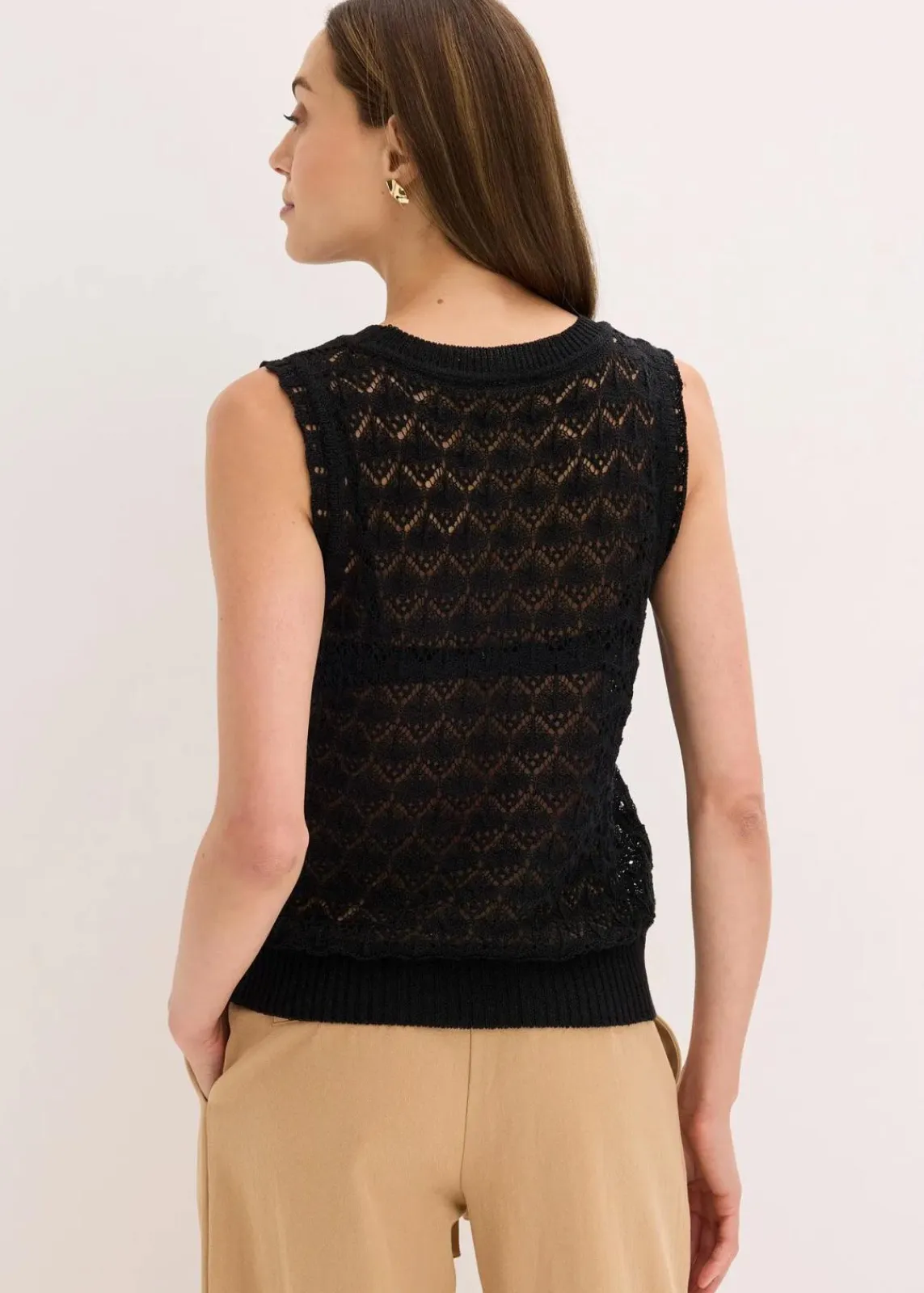 bonprix Strickmode|Shirts & Tops^Ajour-Top schwarz