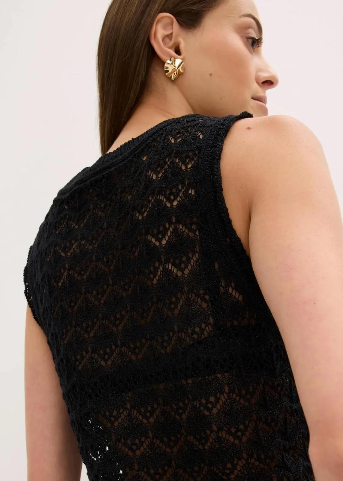 bonprix Strickmode|Shirts & Tops^Ajour-Top schwarz