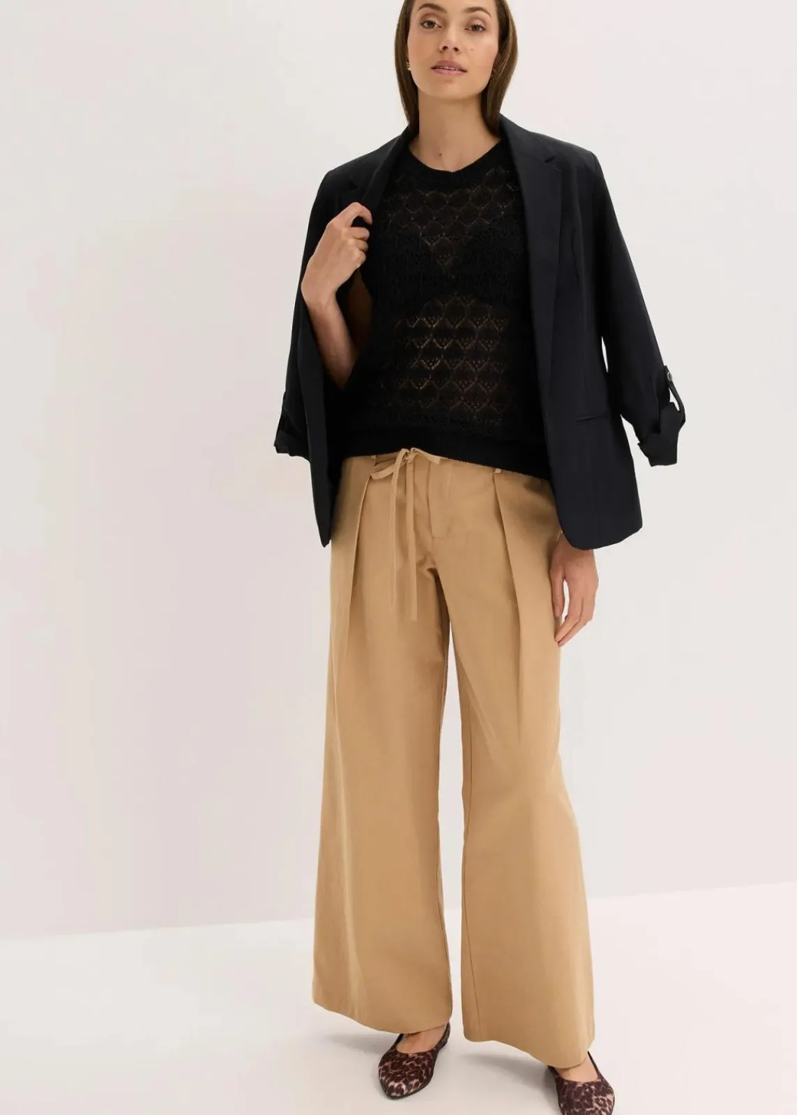 bonprix Strickmode|Shirts & Tops^Ajour-Top schwarz