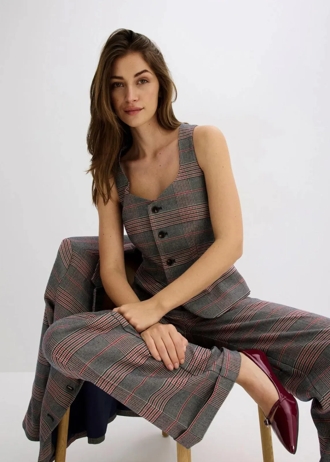 bonprix Bekleidung·Hosen|Jacken & Mäntel^Anzugweste braun/beige kariert