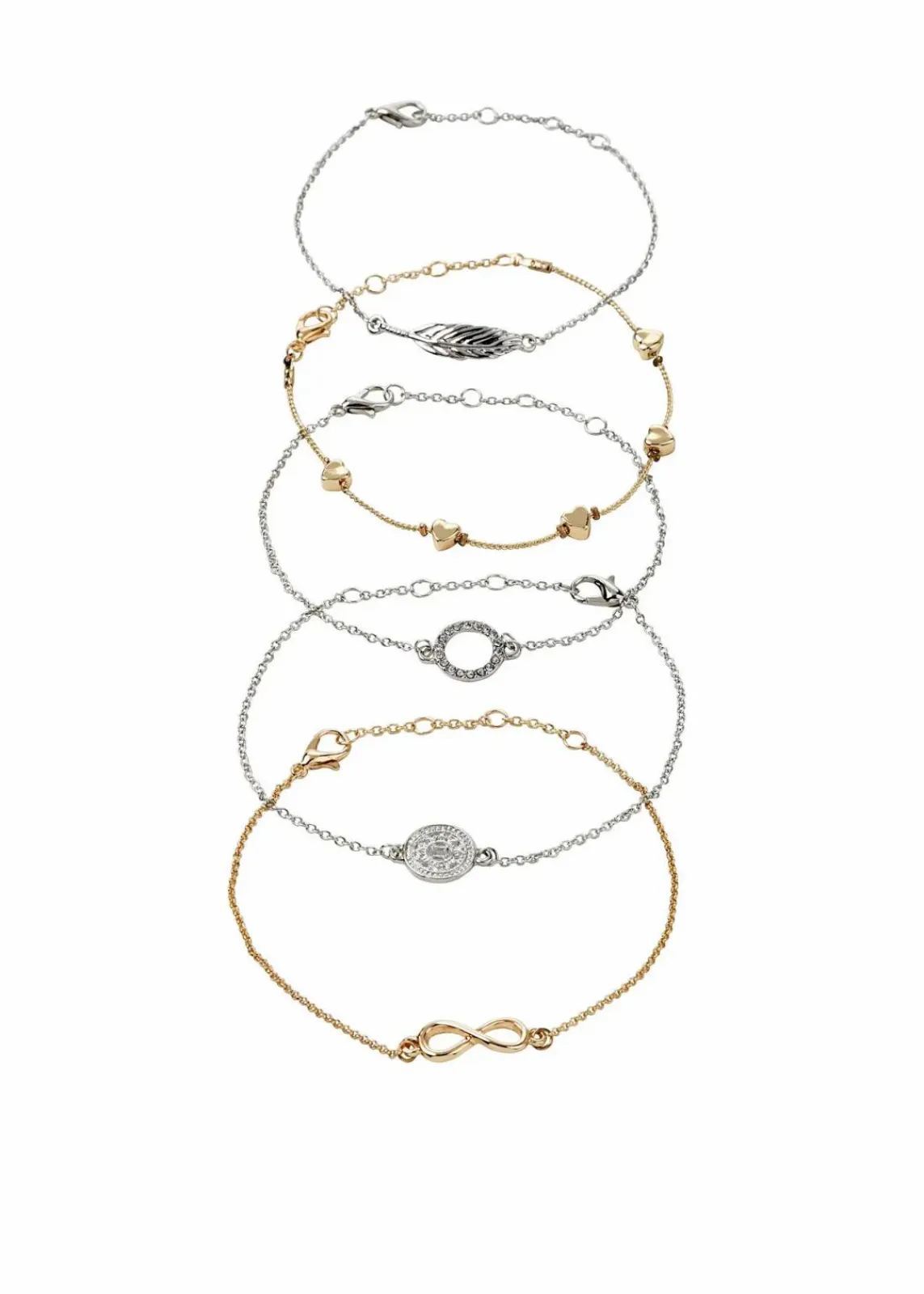 bonprix Schmuck|Schuhe & Accessoires In Spezialgrößen·Schmuck^Armbandset (5-tlg. Set) silberfarben/goldfarben