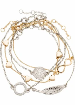 bonprix Schmuck|Schuhe & Accessoires In Spezialgrößen·Schmuck^Armbandset (5-tlg. Set) silberfarben/goldfarben