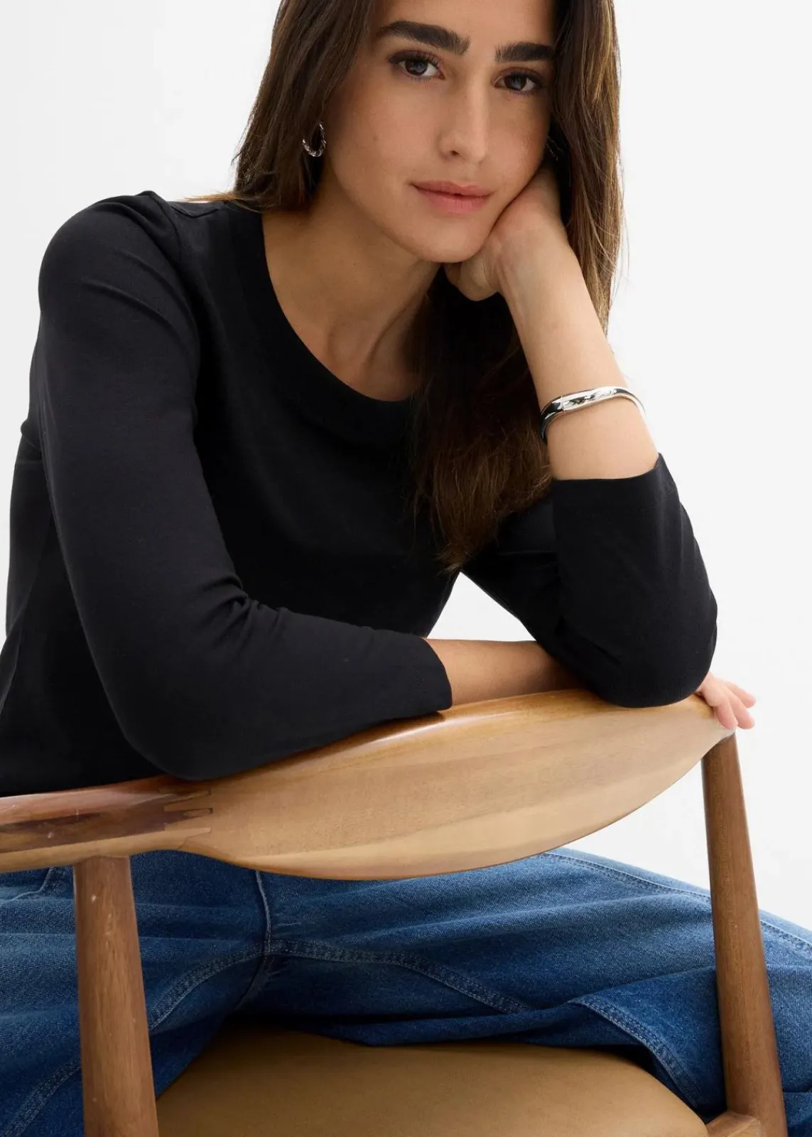 bonprix Shirts & Tops|Basics^3/4-Armshirt mit reiner Bio-Baumwolle schwarz