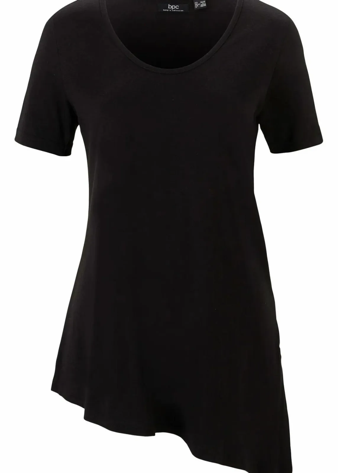 bonprix Shirts & Tops^Asymetrisches Longshirt aus Baumwoll-Viskose-Mischung schwarz