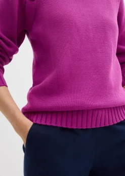 bonprix Bekleidung·Umstandsmode|Bekleidung·Jeans^Asymmetrischer Pullover dunkelfuchsia