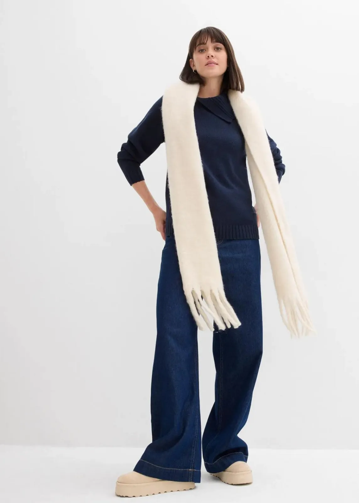 bonprix Pullover & Strickjacken|Strickmode^Asymmetrischer Pullover dunkelblau