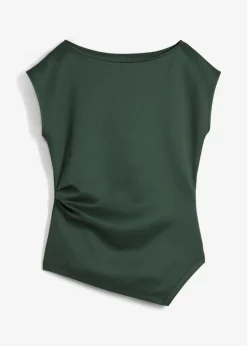bonprix Shirts & Tops^Asymmetrisches Top aus bequemem Scuba schattengrün