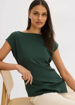 bonprix Shirts & Tops^Asymmetrisches Top aus bequemem Scuba schattengrün