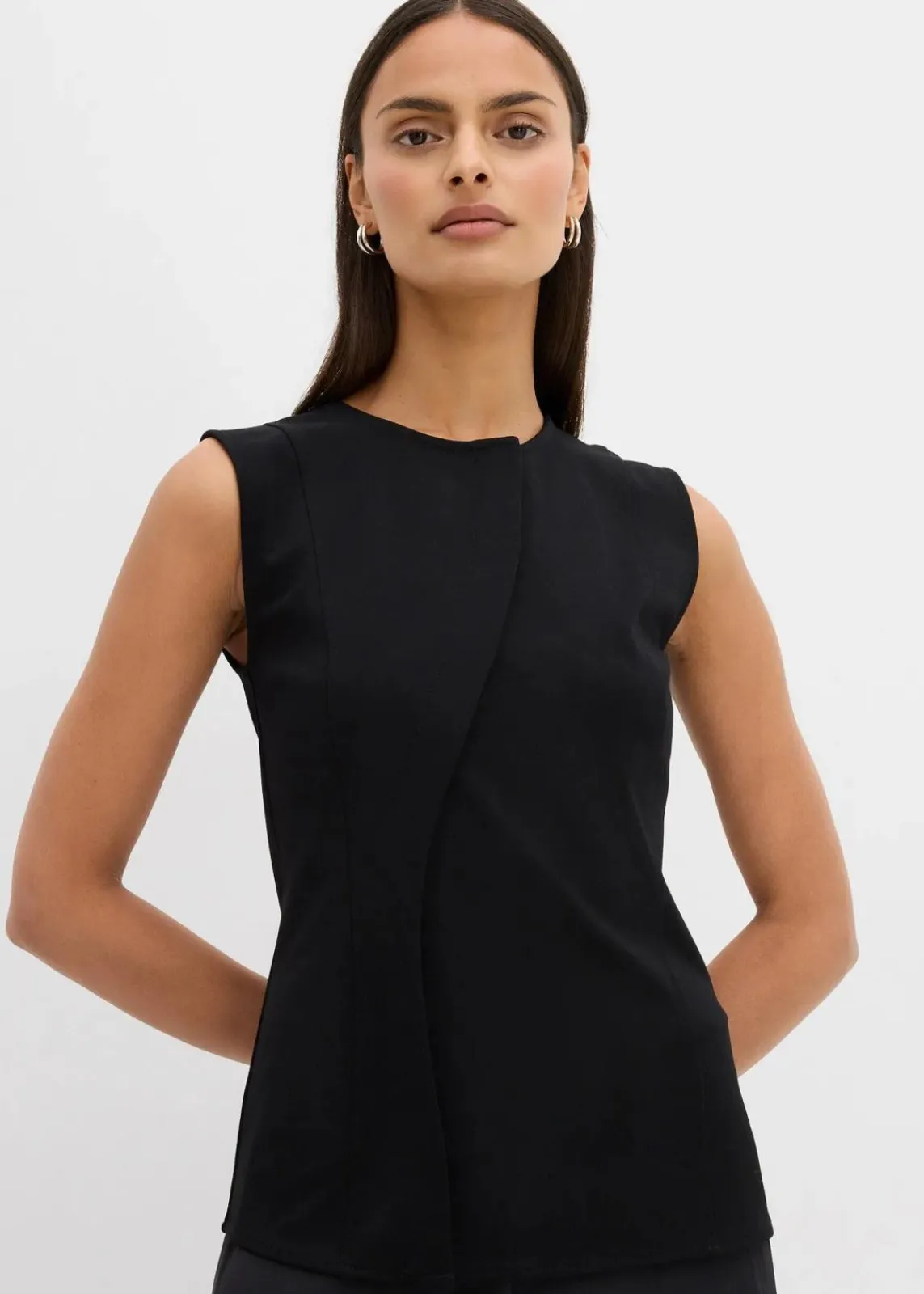 bonprix Shirts & Tops^Asymmetrisches Westen-Top aus Punto di Roma schwarz