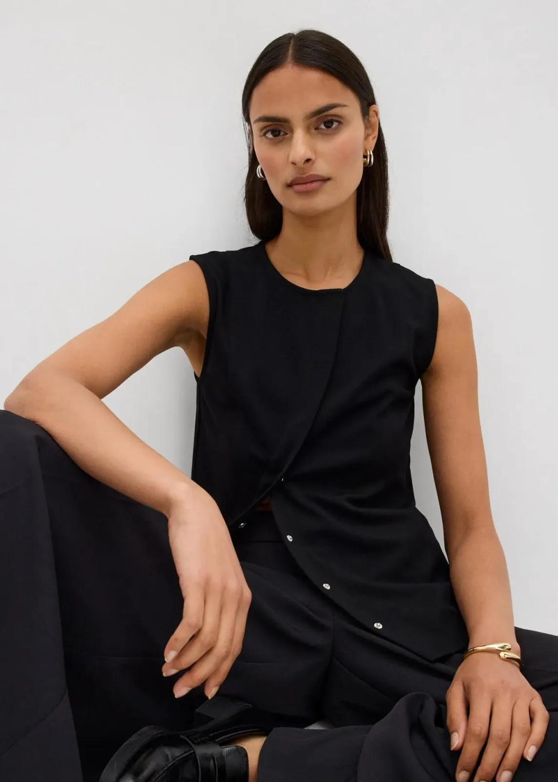 bonprix Shirts & Tops^Asymmetrisches Westen-Top aus Punto di Roma schwarz