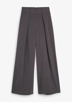 bonprix Bekleidung·Kleider^Ausgestellte Bundfaltenhose schiefergrau