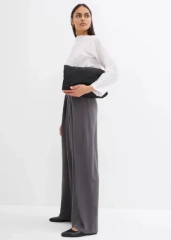 bonprix Bekleidung·Kleider^Ausgestellte Bundfaltenhose schiefergrau