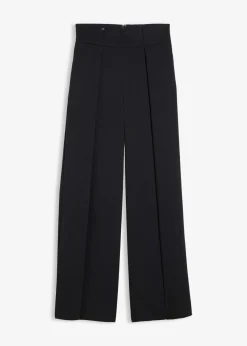 bonprix Bekleidung·Kleider^Ausgestellte Bundfaltenhose schwarz