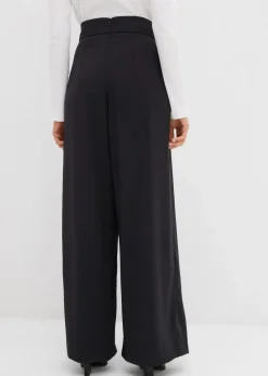 bonprix Bekleidung·Kleider^Ausgestellte Bundfaltenhose schwarz