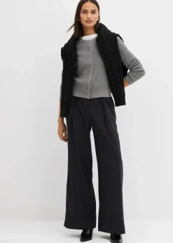 bonprix Bekleidung·Kleider^Ausgestellte Bundfaltenhose schwarz
