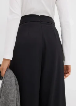 bonprix Bekleidung·Kleider^Ausgestellte Bundfaltenhose schwarz