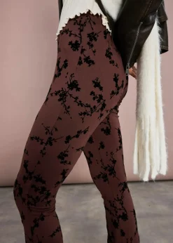 bonprix Bekleidung·Kleider|Hosen^Ausgestellte Leggings aus softer Viskose terrabraun/schwarz bedruckt