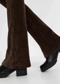 bonprix Bekleidung·Kleider|Hosen^Ausgestellte Leggings in Cordoptik dunkelbraun