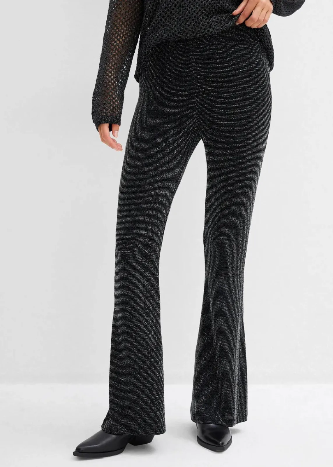 bonprix Bekleidung·Kleider|Hosen^Ausgestellte Leggings mit Glitzer schwarz