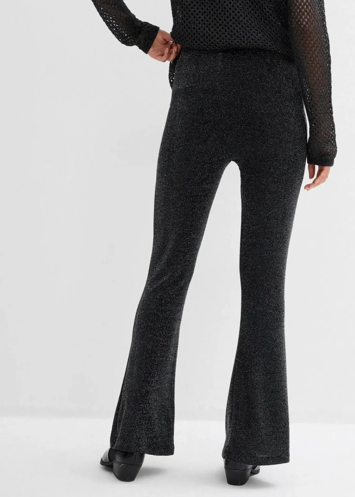 bonprix Bekleidung·Kleider|Hosen^Ausgestellte Leggings mit Glitzer schwarz