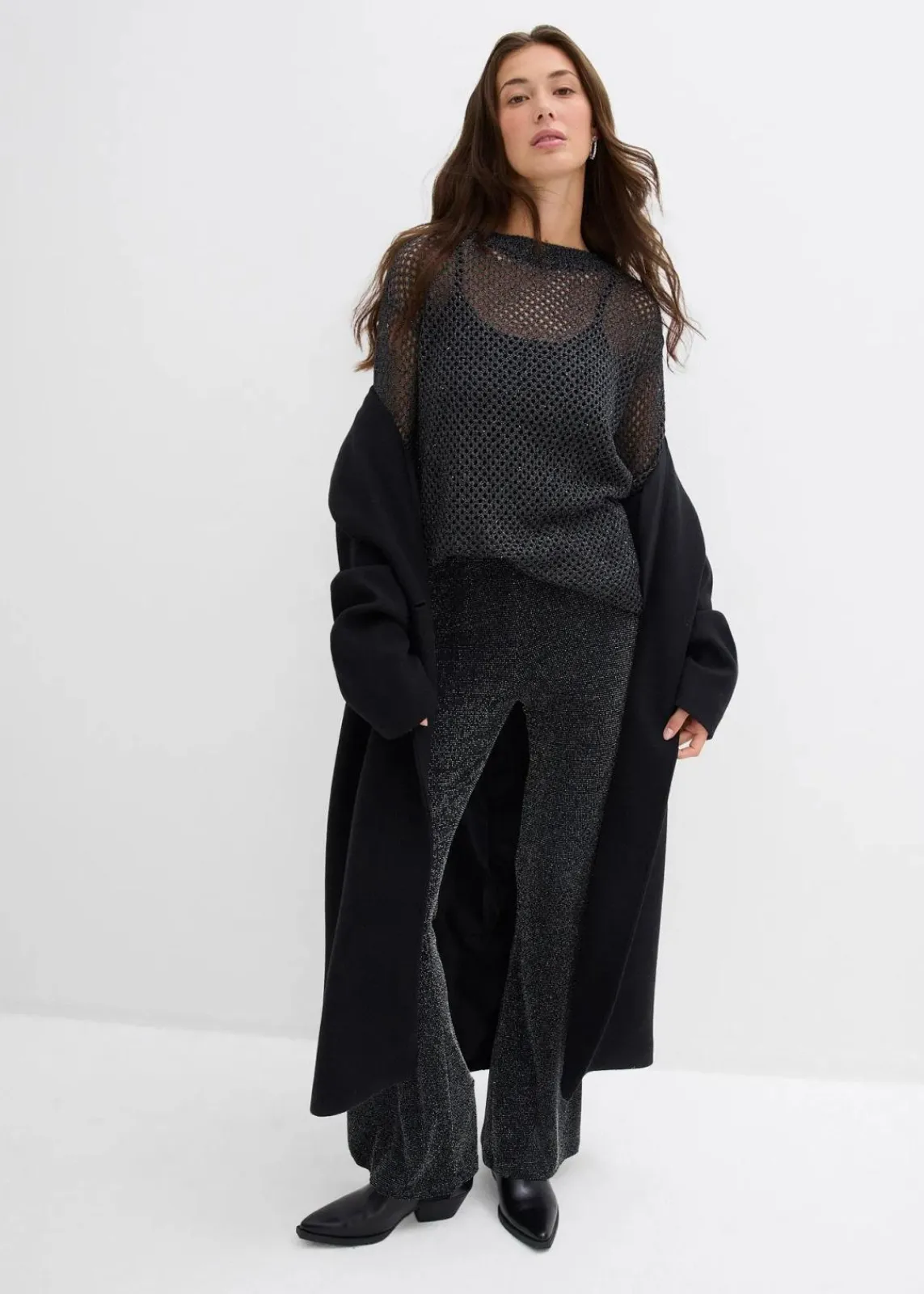 bonprix Bekleidung·Kleider|Hosen^Ausgestellte Leggings mit Glitzer schwarz