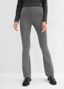 bonprix Bekleidung·Kleider|Hosen^Ausgestellte Leggings mit Glitzergarn schwarz lurex gestreift