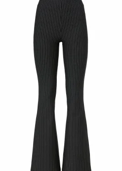bonprix Bekleidung·Kleider^Ausgestellte Schlupfhose mit Nadelstreifen schwarz/grau längs gestreift