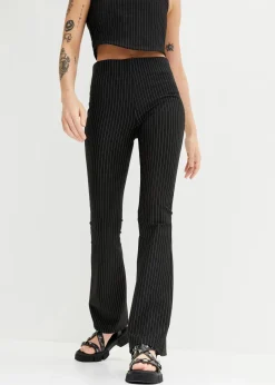 bonprix Bekleidung·Kleider^Ausgestellte Schlupfhose mit Nadelstreifen schwarz/grau längs gestreift