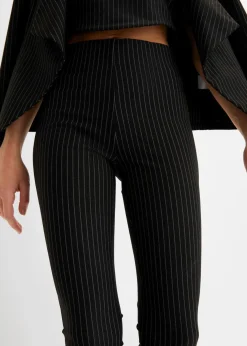 bonprix Bekleidung·Kleider^Ausgestellte Schlupfhose mit Nadelstreifen schwarz/grau längs gestreift