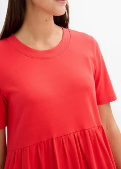 bonprix Nachhaltigere Materialien|Kleider^Ausgestelltes Jerseykleid aus schwerer Baumwolle erdbeere