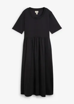 bonprix Bekleidung·Pullover & Strickjacken|Kleider^Ausgestelltes Jerseykleid aus schwerer Baumwolle schwarz