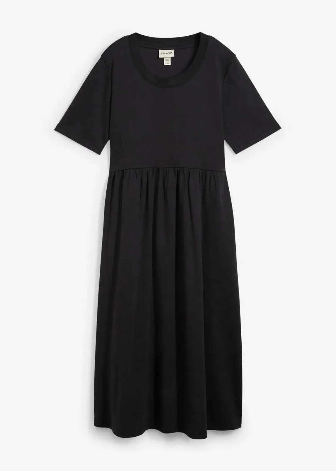 bonprix Bekleidung·Pullover & Strickjacken|Kleider^Ausgestelltes Jerseykleid aus schwerer Baumwolle schwarz