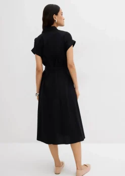 bonprix Bekleidung·Pullover & Strickjacken|Kleider^Ausgestelltes Kaftan-Kleid schwarz