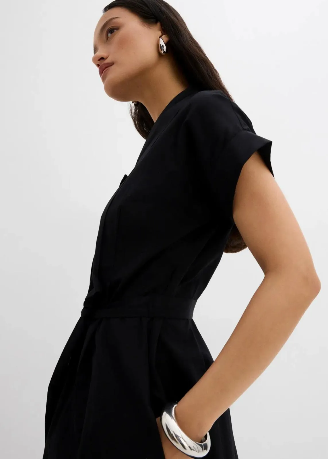 bonprix Bekleidung·Pullover & Strickjacken|Kleider^Ausgestelltes Kaftan-Kleid schwarz
