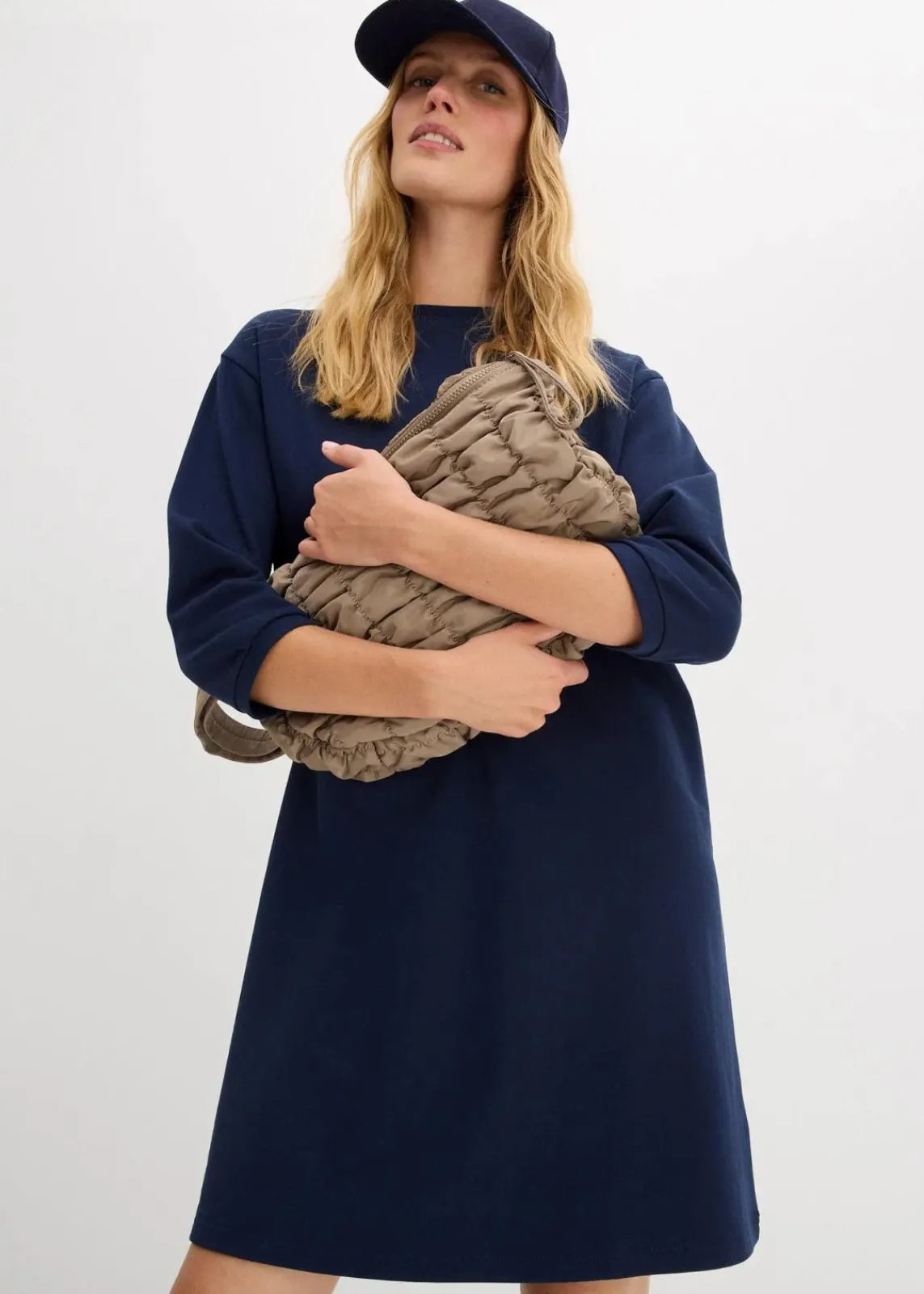 bonprix Basics|Sweat^Ausgestelltes Sweatkleid dunkelblau