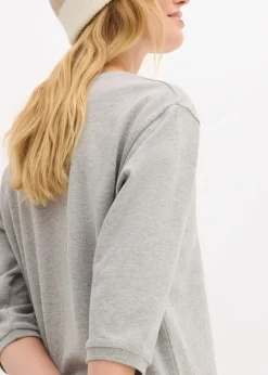 bonprix Kleider|Nachhaltigere Materialien^Ausgestelltes Sweatkleid hellgrau meliert meliert