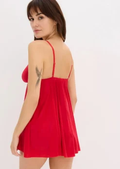 bonprix Wäsche·Erotikwäsche|Wäsche·Nachtwäsche^Babydoll + Höschen (2-tlg.Set) tiefrot