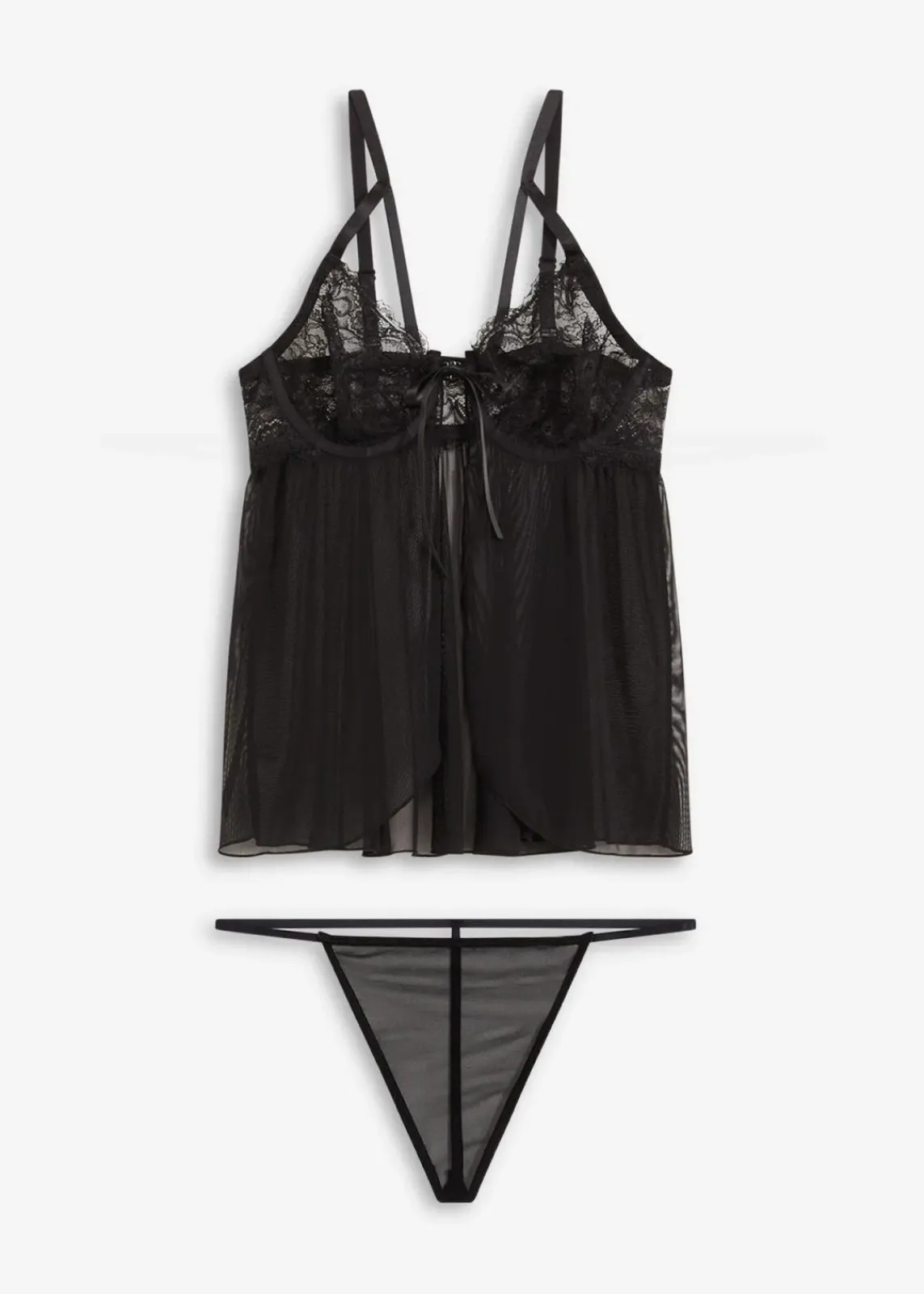 bonprix Große Cups D-H|Nachtwäsche^Babydoll + String (2-tlg.Set) schwarz