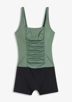 bonprix Nachhaltigere Materialien|Bedeckende Bademode^Badeanzug mit Bein oliv