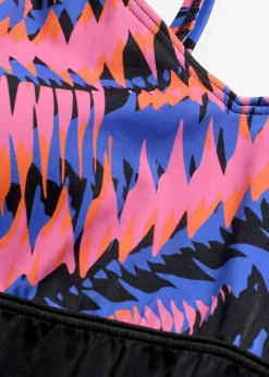 bonprix Nachhaltigere Materialien|Badeanzüge^Badeanzug mit Bein schwarz graphisch bedruckt