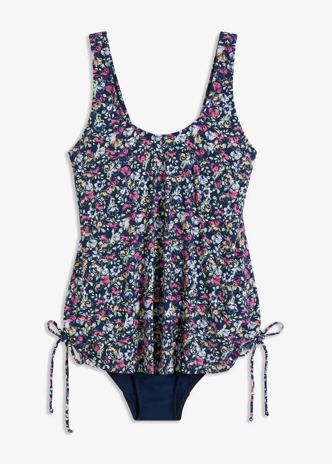 bonprix Nachhaltigere Materialien|Badeanzüge^Badeanzug mit seitlicher Raffung dunkelblau floral